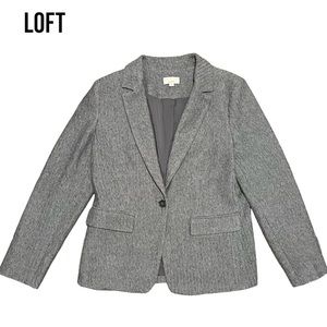 NWOT Loft GRAY HERRINGBONE BLAZER Size 12